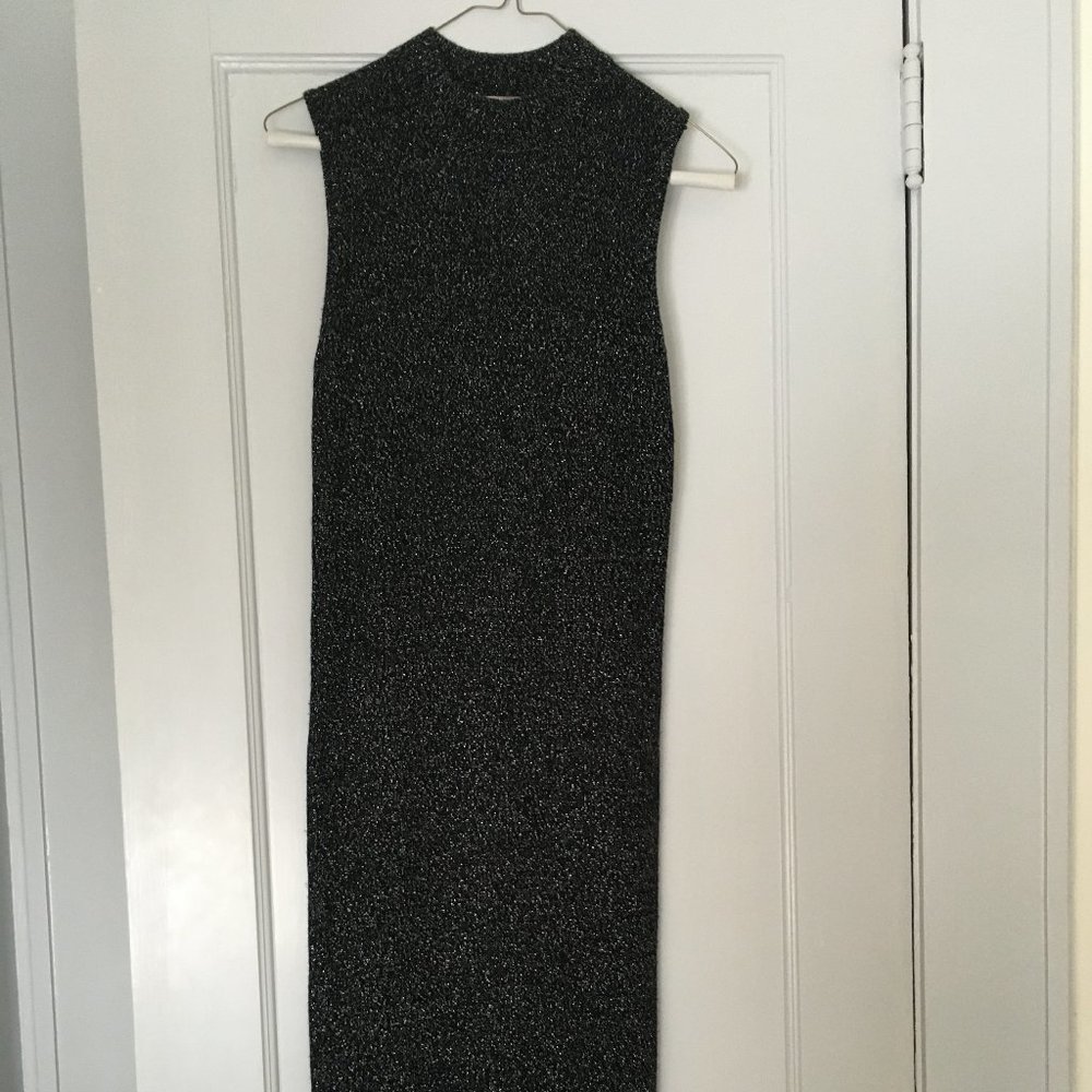 Forever 21 Metallic Mock Neck Midi Sweater Bodycon Dress